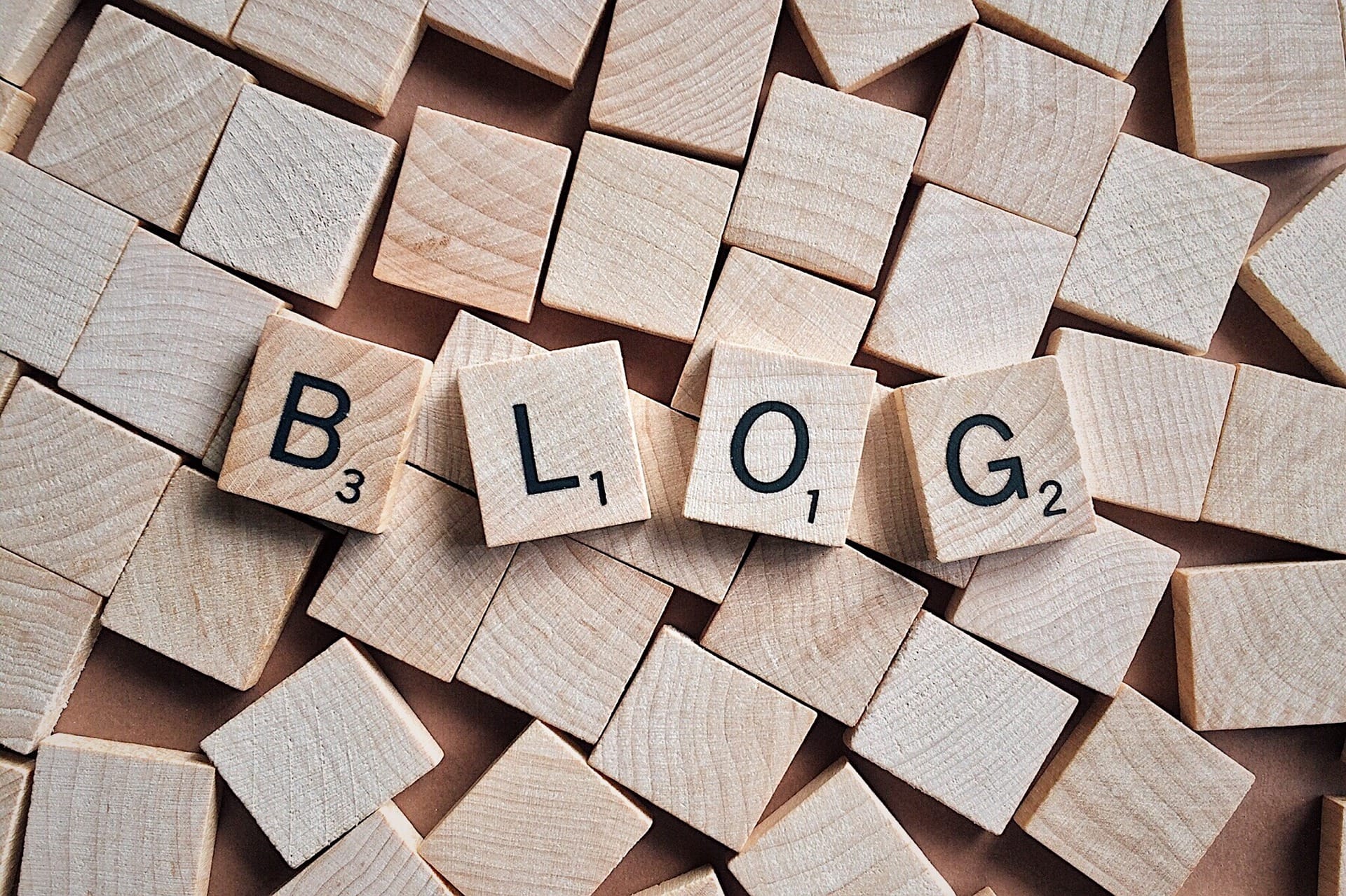 Blog concept with wooden letter blocks spelling BLOG